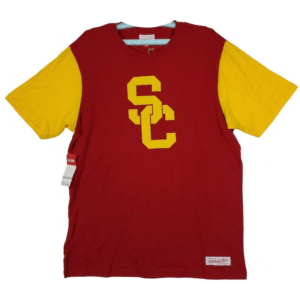 USC Trojans Mitchell & Ness NCAA Large Shirt Cut Felt Logo Red Yellow NWT